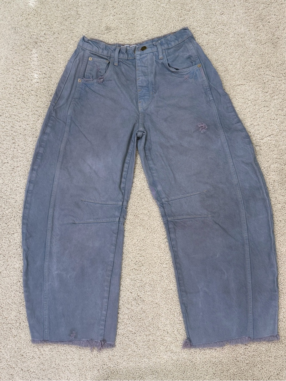 We The Free Lucky You Mid Rise Cropped Barrel Jeans Denim Gray Women's Size 25